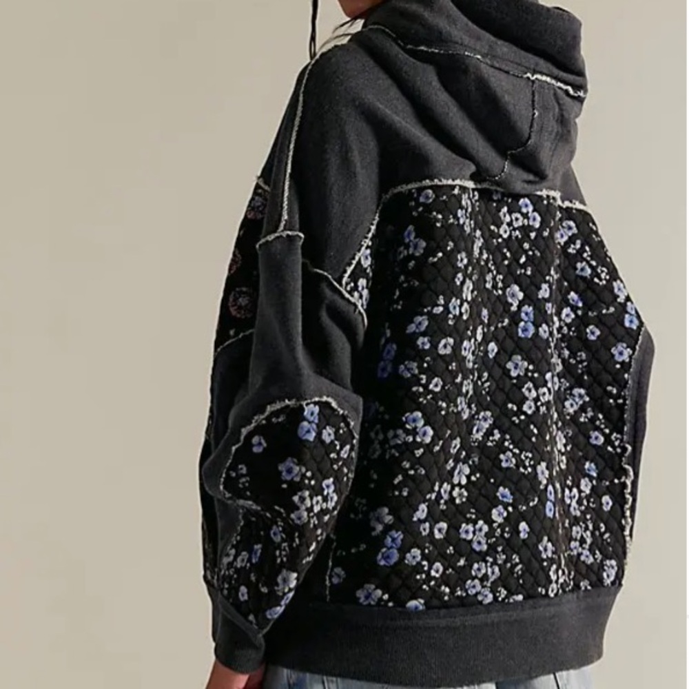 Free People Get Ditsy Hoodie-Charcoal-We The Free - Picture 2 of 8